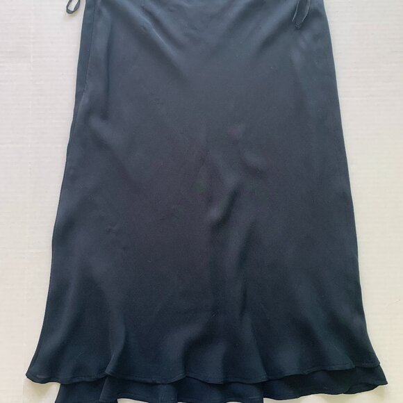 Ralph Lauren Black 100% Silk Tiered Knee-Length Skirt Flowy Hem Lined Classic 8 - Picture 1 of 9